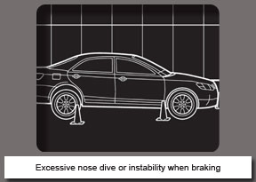 Excessive nose dive or instability when braking