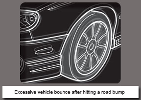 Excessive vehicle bounce after hitting a road bump